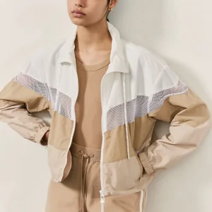 Best Aje ATHLETICA Colour Block Cropped Jacket 787 White/Natural Tan