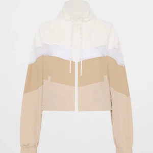 Best Aje ATHLETICA Colour Block Cropped Jacket 787 White/Natural Tan