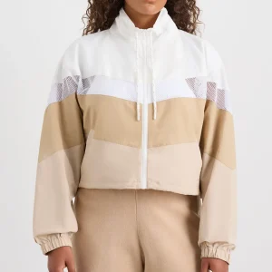 Best Aje ATHLETICA Colour Block Cropped Jacket 787 White/Natural Tan