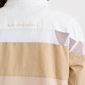 Best Aje ATHLETICA Colour Block Cropped Jacket 787 White/Natural Tan