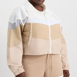 Best Aje ATHLETICA Colour Block Cropped Jacket 787 White/Natural Tan