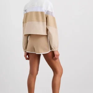 Best Aje ATHLETICA Colour Block Cropped Jacket 787 White/Natural Tan