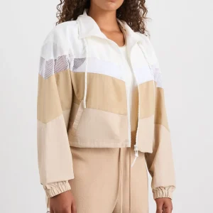 Best Aje ATHLETICA Colour Block Cropped Jacket 787 White/Natural Tan