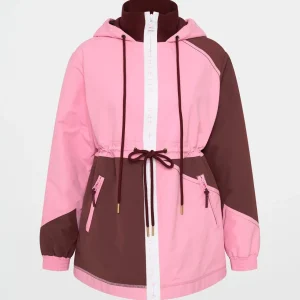 Store Aje ATHLETICA Colour Block Long Jacket 731 Burnt Burgundy/Bonbon Pink