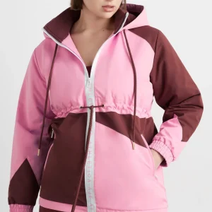 Store Aje ATHLETICA Colour Block Long Jacket 731 Burnt Burgundy/Bonbon Pink