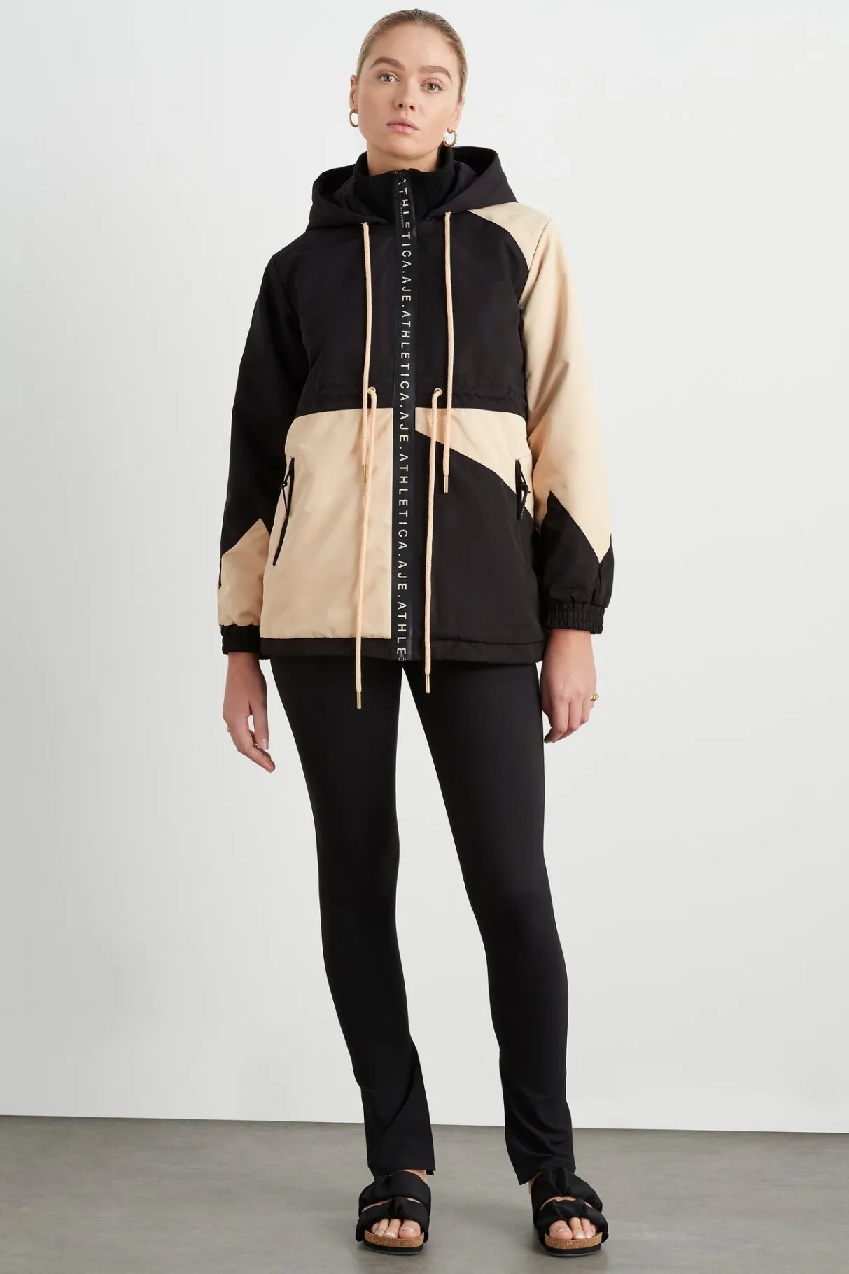 colour_block_long_jacket__2-1.webp Best Sale Aje ATHLETICA Colour Block Long Jacket 731 Black/Beige