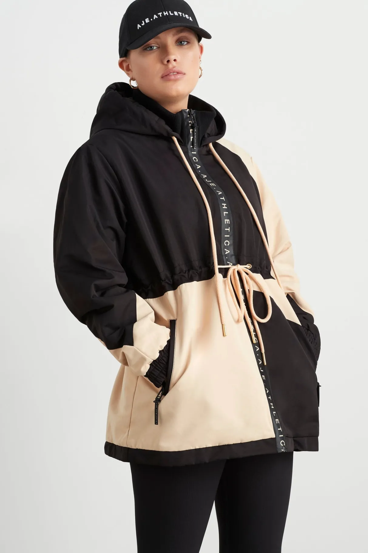 colour_block_long_jacket__6-1.webp Best Sale Aje ATHLETICA Colour Block Long Jacket 731 Black/Beige