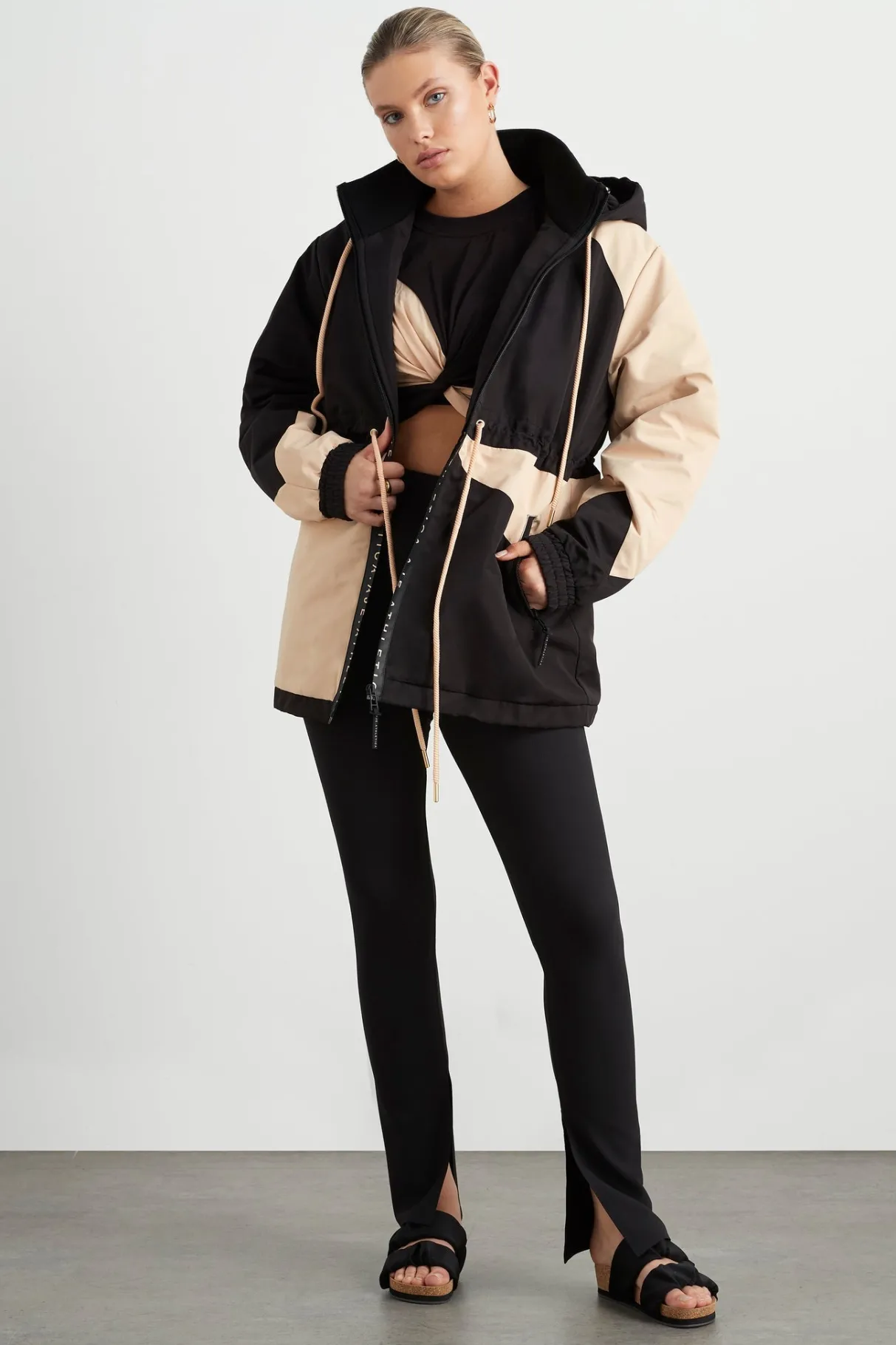 colour_block_long_jacket__7-1.webp Best Sale Aje ATHLETICA Colour Block Long Jacket 731 Black/Beige