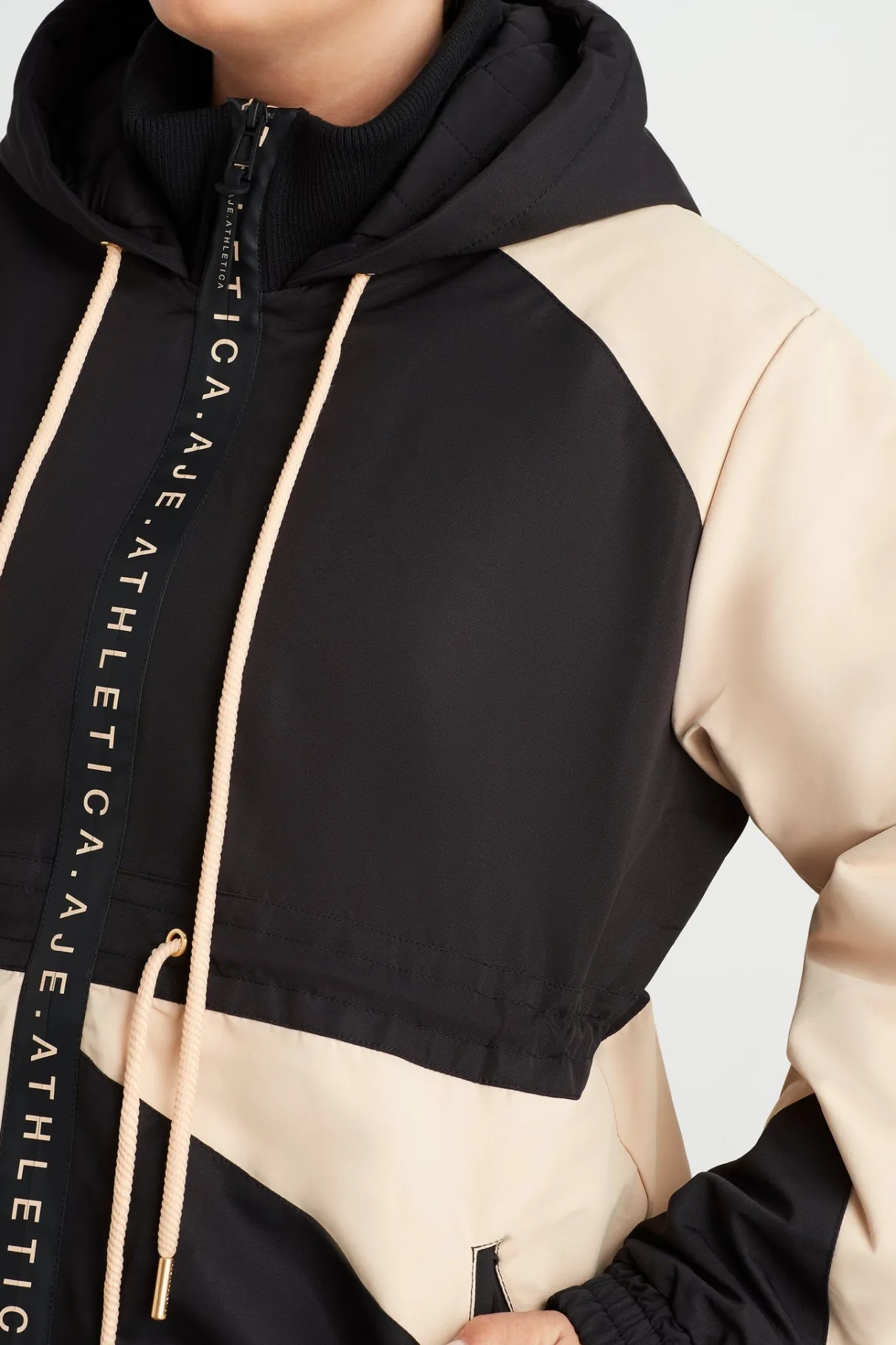 colour_block_long_jacket__8-1.webp Best Sale Aje ATHLETICA Colour Block Long Jacket 731 Black/Beige