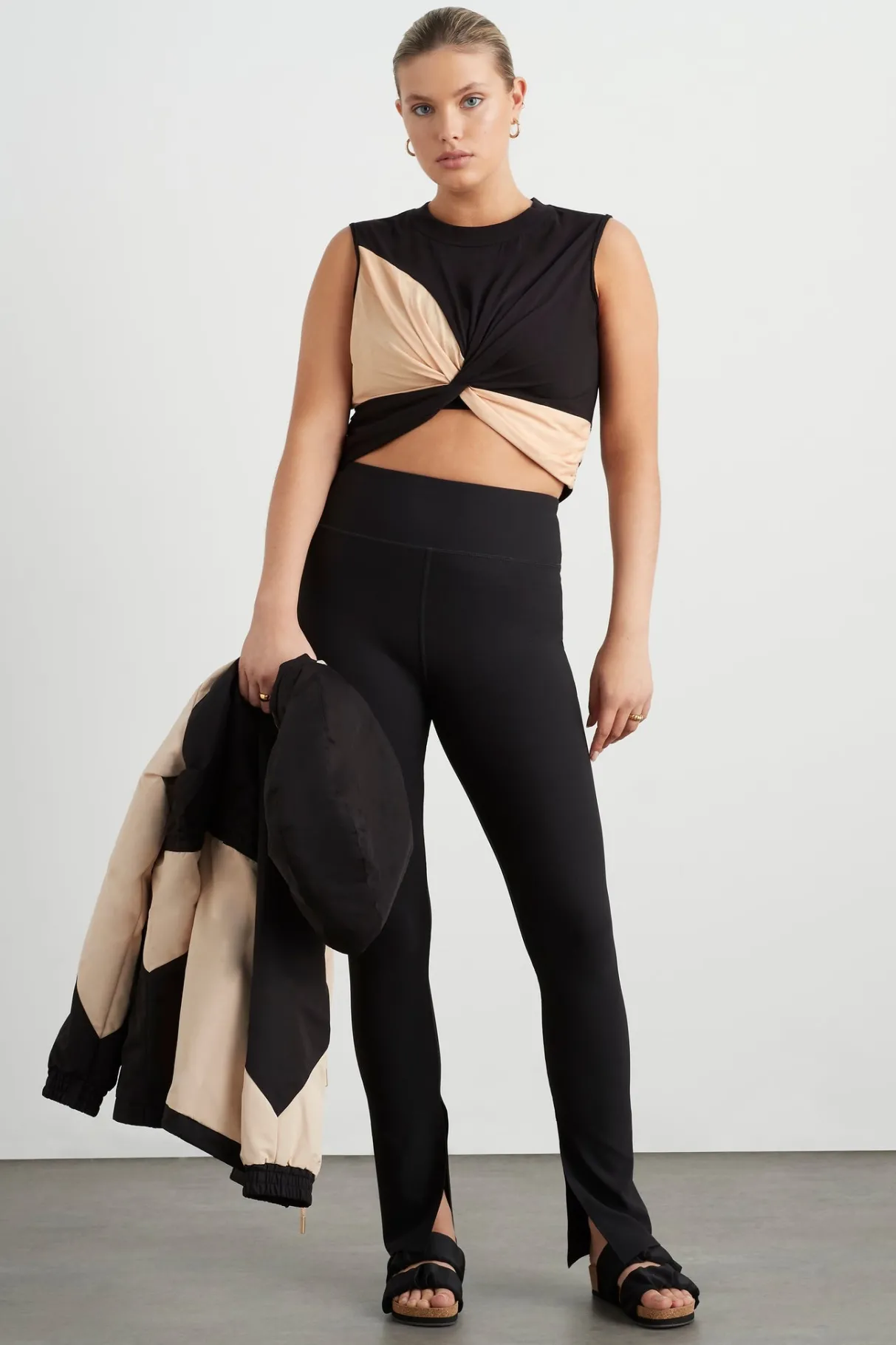 colour_block_twist_tank__7.webp Fashion Aje ATHLETICA Colour Block Twist Tank 130 Black/Beige