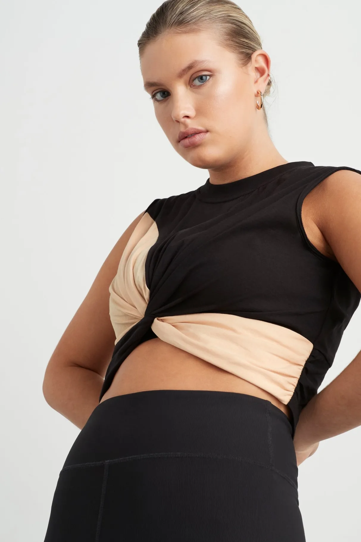 colour_block_twist_tank__9.webp Fashion Aje ATHLETICA Colour Block Twist Tank 130 Black/Beige