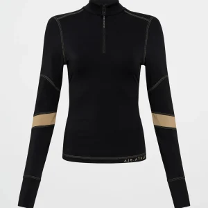 Shop Aje ATHLETICA Colour Blocked Quarter Zip 758 Black Soft Khaki