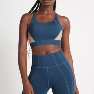 Hot Aje ATHLETICA Contrast Adjustable Strap Sports Bra 321 Midnight Blue/Beige