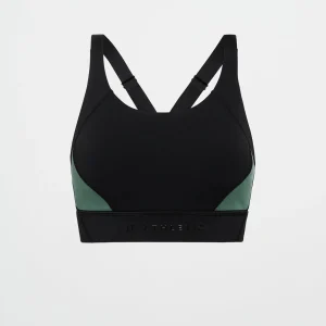 Fashion Aje ATHLETICA Contrast Adjustable Strap Sports Bra 321 Black Moss Green