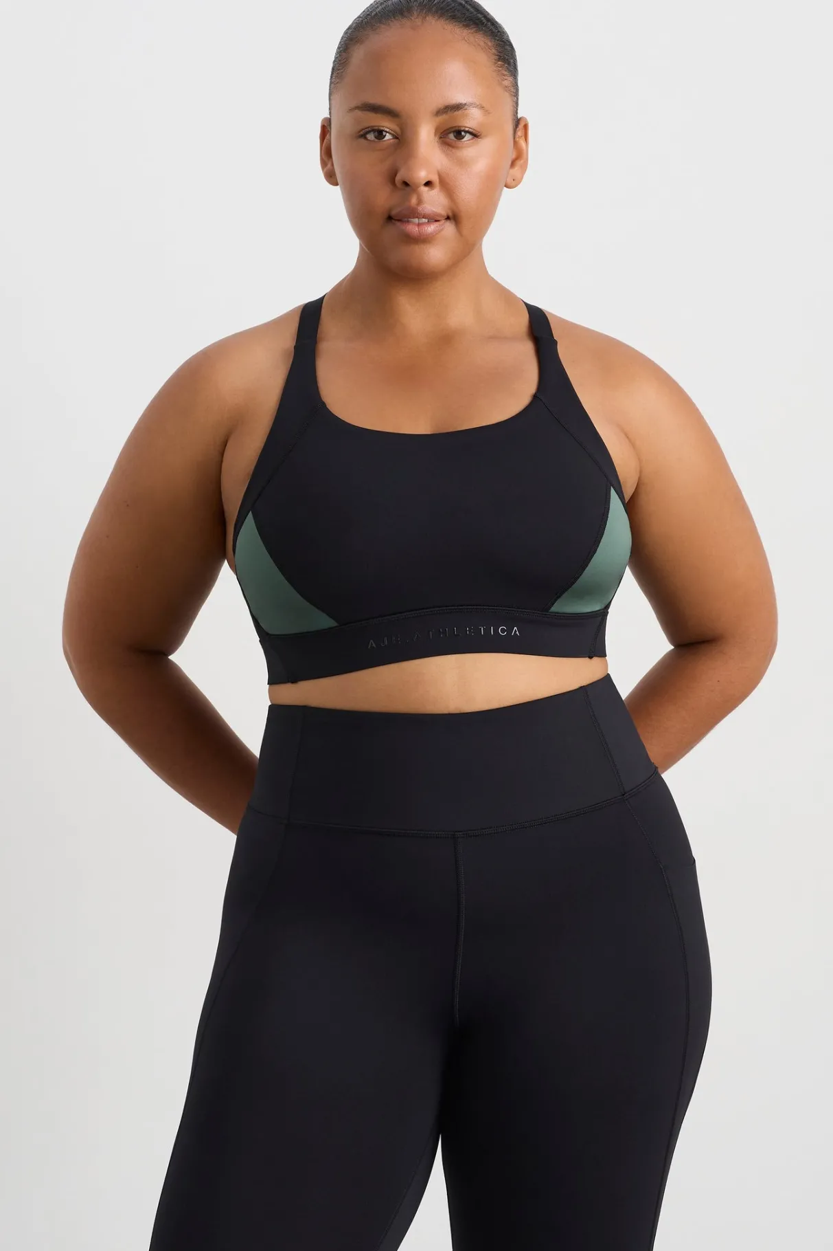 contrast_adjustable_strap_sports_bra__10-1.webp Fashion Aje ATHLETICA Contrast Adjustable Strap Sports Bra 321 Black Moss Green