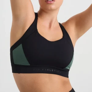 Fashion Aje ATHLETICA Contrast Adjustable Strap Sports Bra 321 Black Moss Green