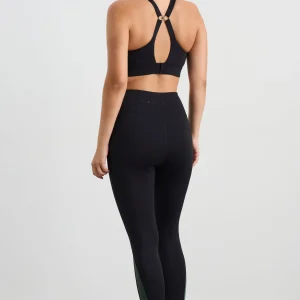 Fashion Aje ATHLETICA Contrast Adjustable Strap Sports Bra 321 Black Moss Green