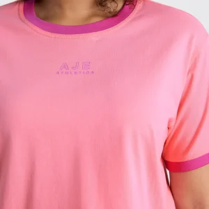 Clearance Aje ATHLETICA Contrast Bind Logo Tee 110 Deep Blush