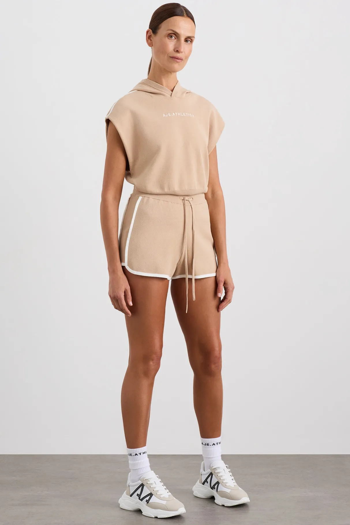 contrast_knit_short__2.webp Best Sale Aje ATHLETICA Contrast Knit Short 603 Natural Tan