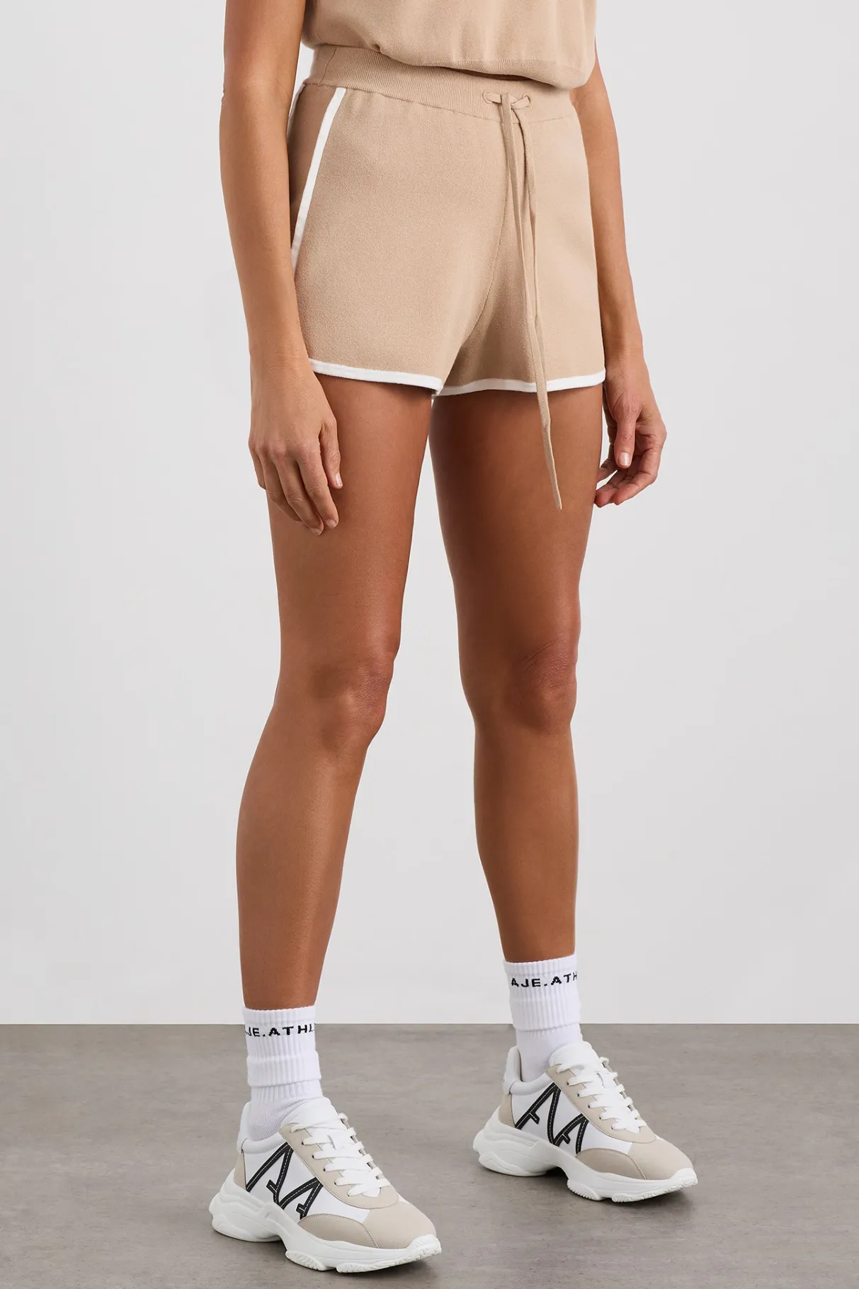 contrast_knit_short__3.webp Best Sale Aje ATHLETICA Contrast Knit Short 603 Natural Tan