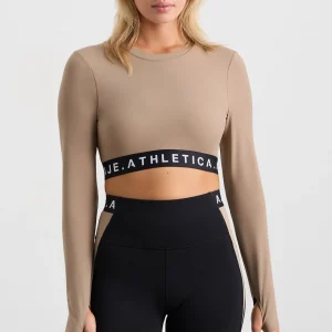 Shop Aje ATHLETICA Contrast Layered Crop Top 380 Dune/Winter White