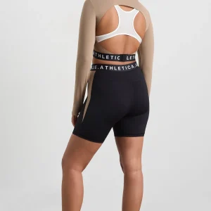 Shop Aje ATHLETICA Contrast Layered Crop Top 380 Dune/Winter White