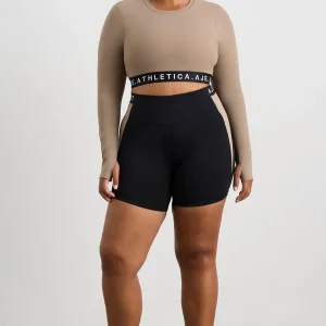 Shop Aje ATHLETICA Contrast Layered Crop Top 380 Dune/Winter White