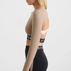 Shop Aje ATHLETICA Contrast Layered Crop Top 380 Dune/Winter White