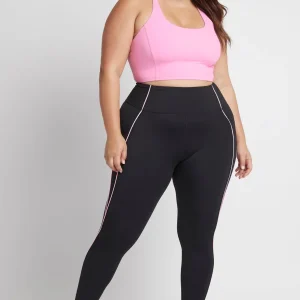Clearance Aje ATHLETICA Contrast Logo Full Length Legging 203 Black/Dahlia Pink