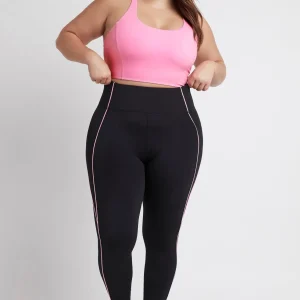 Clearance Aje ATHLETICA Contrast Logo Full Length Legging 203 Black/Dahlia Pink