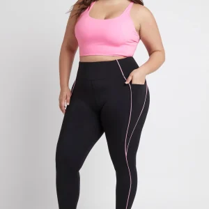 Clearance Aje ATHLETICA Contrast Logo Full Length Legging 203 Black/Dahlia Pink