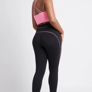 Clearance Aje ATHLETICA Contrast Logo Full Length Legging 203 Black/Dahlia Pink
