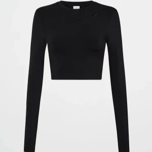 Discount Aje ATHLETICA Contrast Long Sleeve Crop Top 389 Black/White