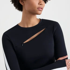 Discount Aje ATHLETICA Contrast Long Sleeve Crop Top 389 Black/White