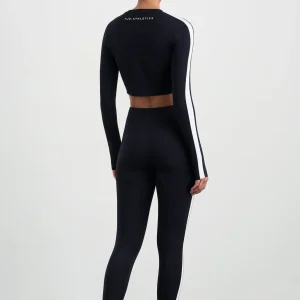 Discount Aje ATHLETICA Contrast Long Sleeve Crop Top 389 Black/White