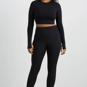 Discount Aje ATHLETICA Contrast Long Sleeve Crop Top 389 Black/White