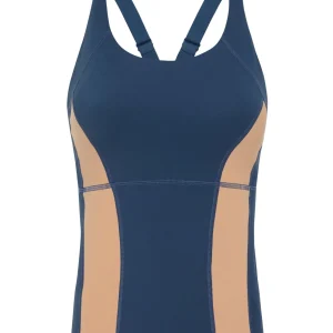 Shop Aje ATHLETICA Contrast Longline Racerback Tank 124 Midnight Blue/Beige
