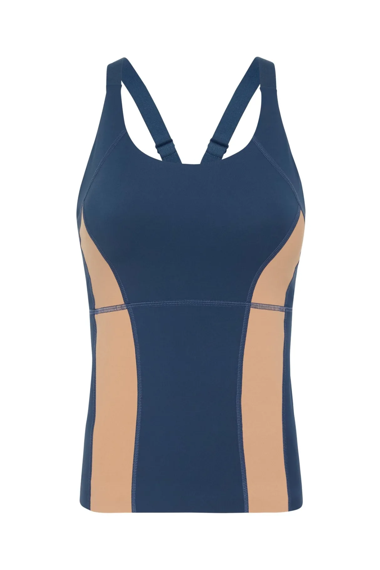 contrast_longline_racerback_tank__1.webp Shop Aje ATHLETICA Contrast Longline Racerback Tank 124 Midnight Blue/Beige