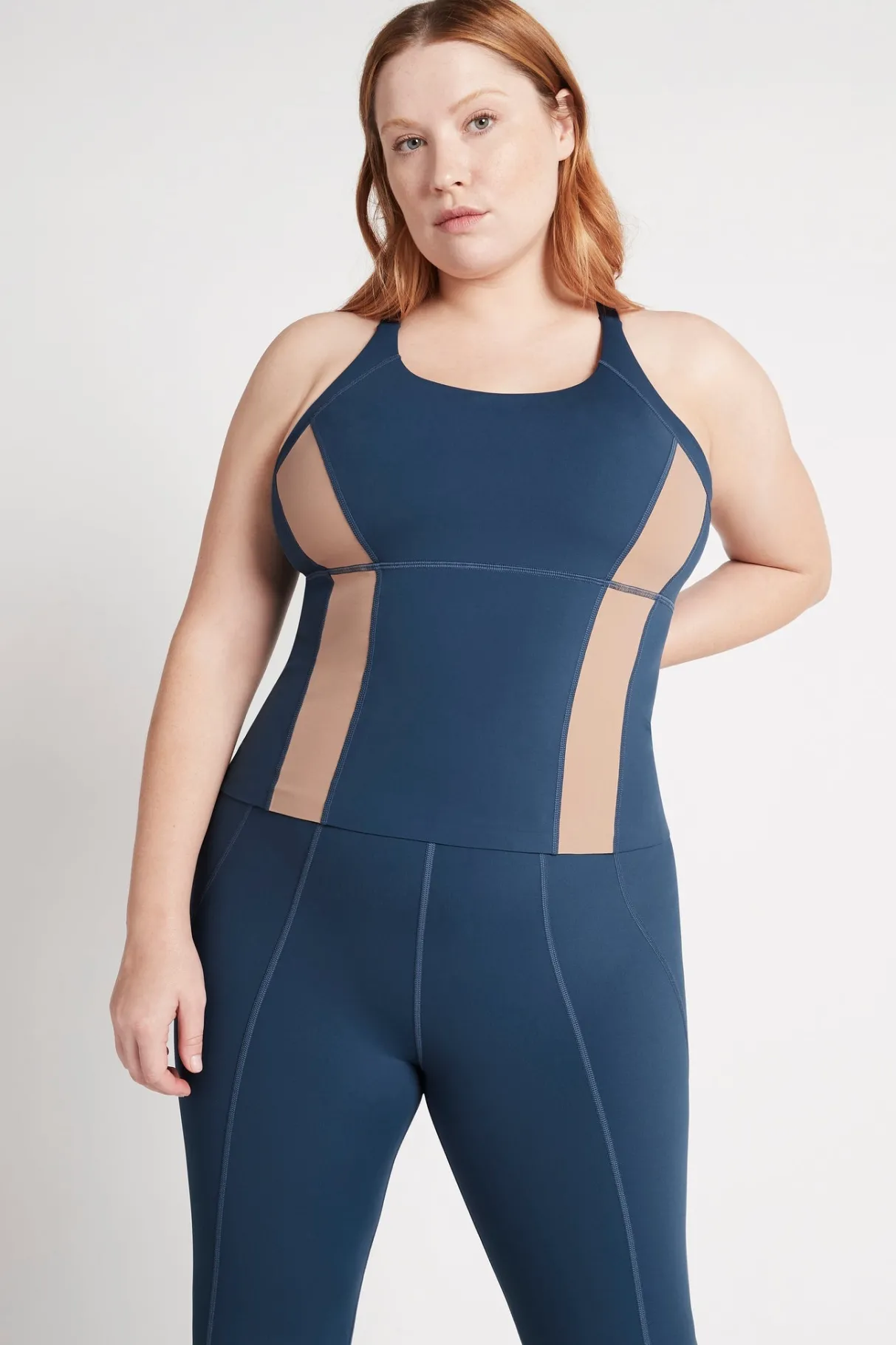 contrast_longline_racerback_tank__11.webp Shop Aje ATHLETICA Contrast Longline Racerback Tank 124 Midnight Blue/Beige