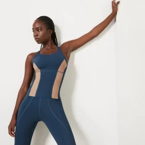 Shop Aje ATHLETICA Contrast Longline Racerback Tank 124 Midnight Blue/Beige