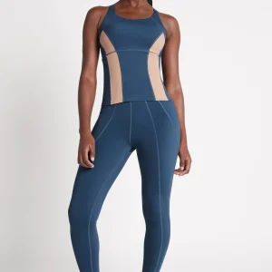 Shop Aje ATHLETICA Contrast Longline Racerback Tank 124 Midnight Blue/Beige