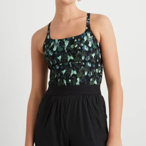 Clearance Aje ATHLETICA Contrast Racerback Tank 117 Green Painted Freeform