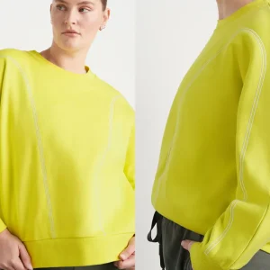 Hot Aje ATHLETICA Contrast Stitch Crew Jumper 419 Citrus Yellow
