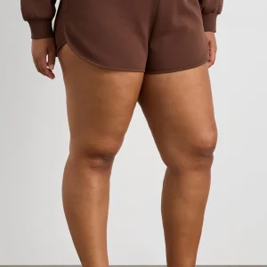 New Aje ATHLETICA Cotton Crossover Shorts 603 Dark Chocolate Brown