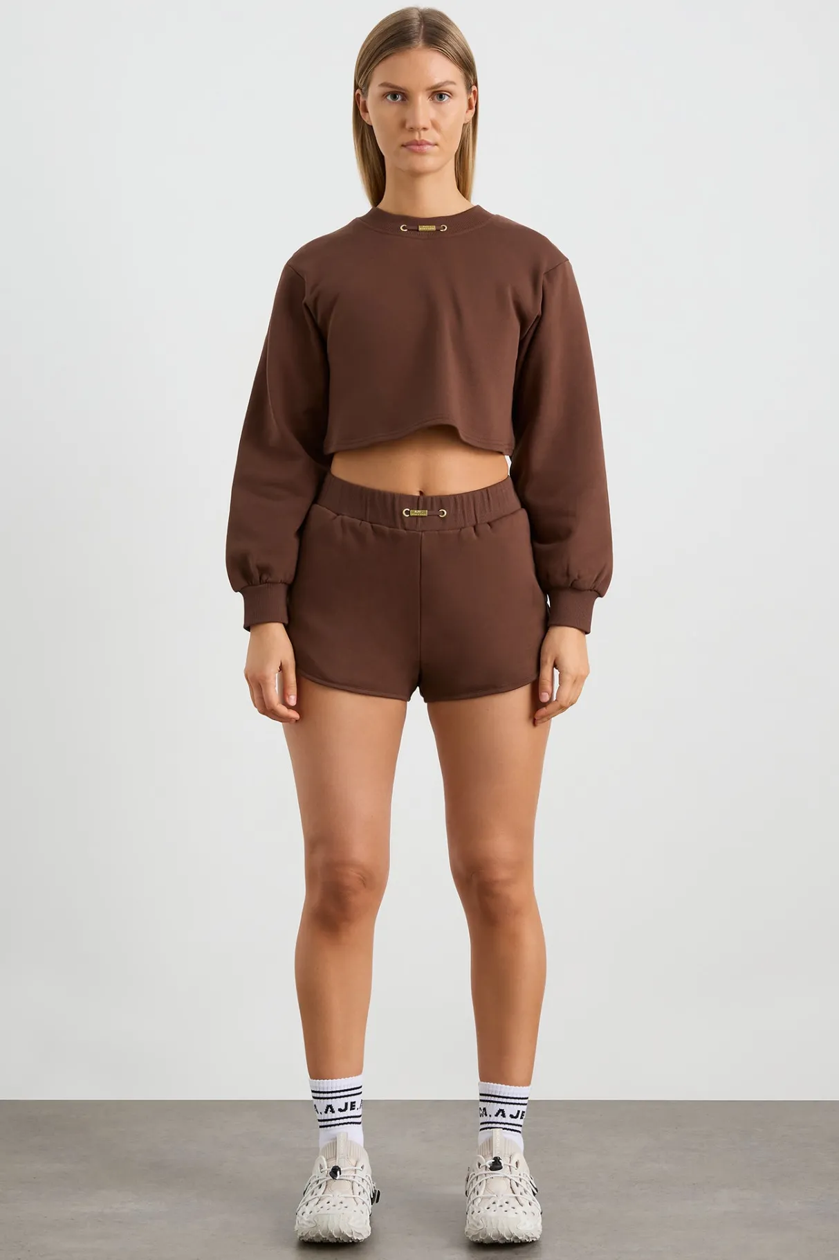 cotton_crossover_shorts__2.webp New Aje ATHLETICA Cotton Crossover Shorts 603 Dark Chocolate Brown