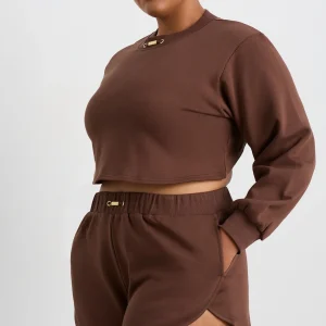 Cheap Aje ATHLETICA Cotton Terry Crew Jumper 413 Dark Chocolate Brown