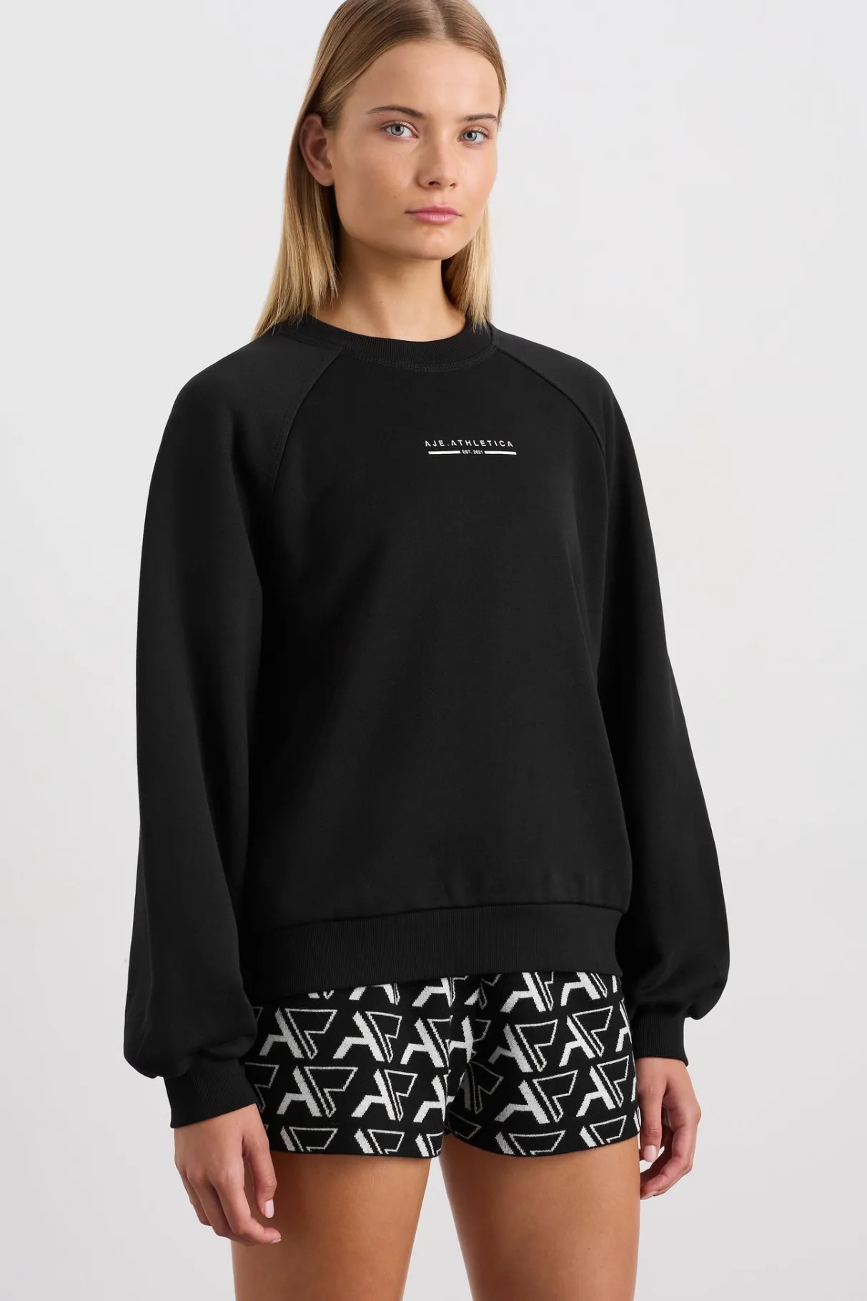 crew_neck_raglan_jumper__0.webp Cheap Aje ATHLETICA Crew Neck Raglan Jumper 436 Black