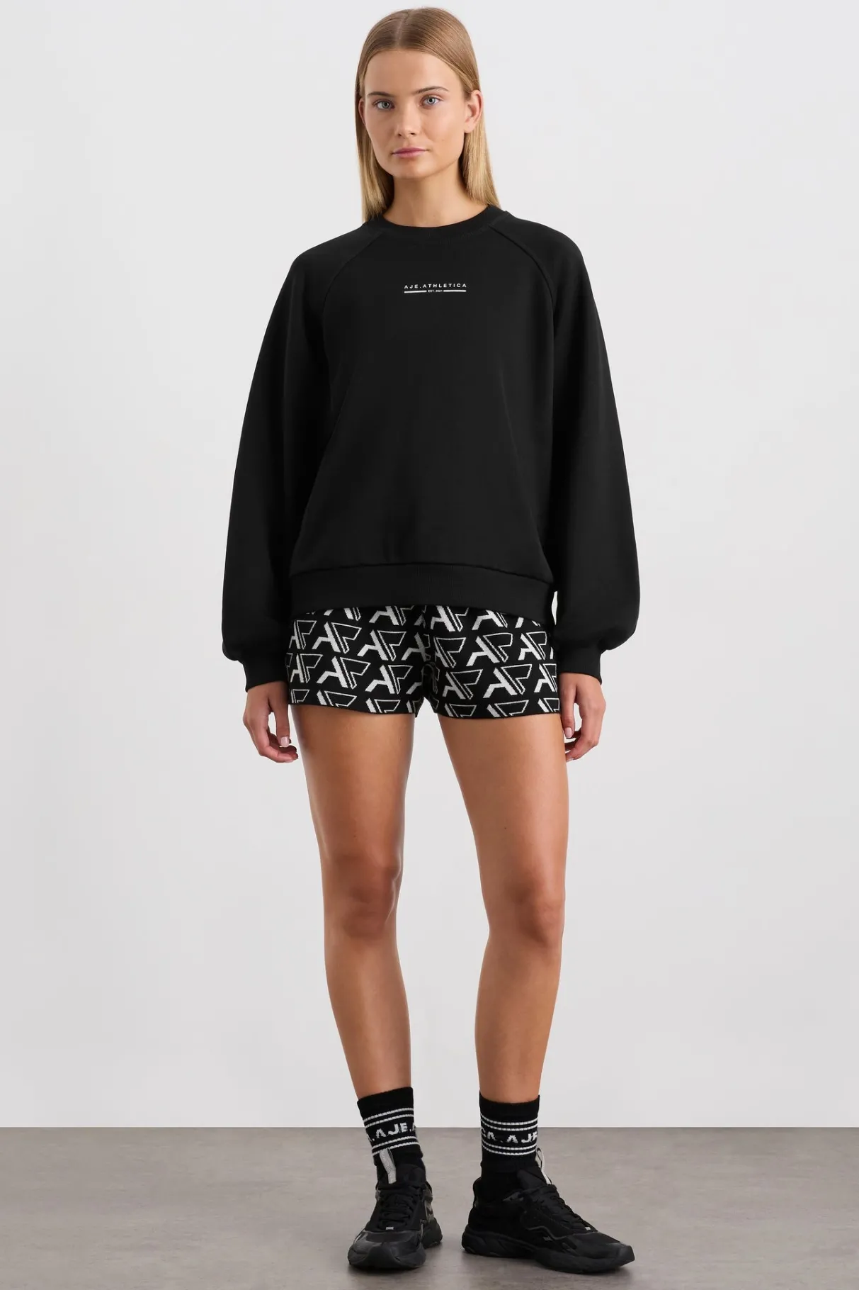 crew_neck_raglan_jumper__2.webp Cheap Aje ATHLETICA Crew Neck Raglan Jumper 436 Black
