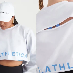 Store Aje ATHLETICA Crop Cut Out Crew Jumper 416 White/Cerulean Blue