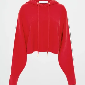 Sale Aje ATHLETICA Crop Knit Hoodie 405 Passionate Red